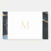 Monogram Agate Navy Blue Gold Glitzer Gemstone Post-it Klebezettel (Vorderseite)