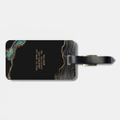 Monogram Agent Agate Black Gold Glitzer Gepäckanhänger (Rückseite horizontal)