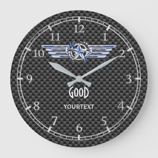 Monogram Air Pilot Chrome like Star Wings auf eine Große Wanduhr (Vorderseite)