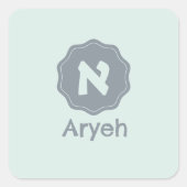 Monogram Aleph Quadratischer Aufkleber (Vorderseite)