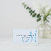 Monogram Alice blue color background Visitenkarte (Stehend Vorderseite)