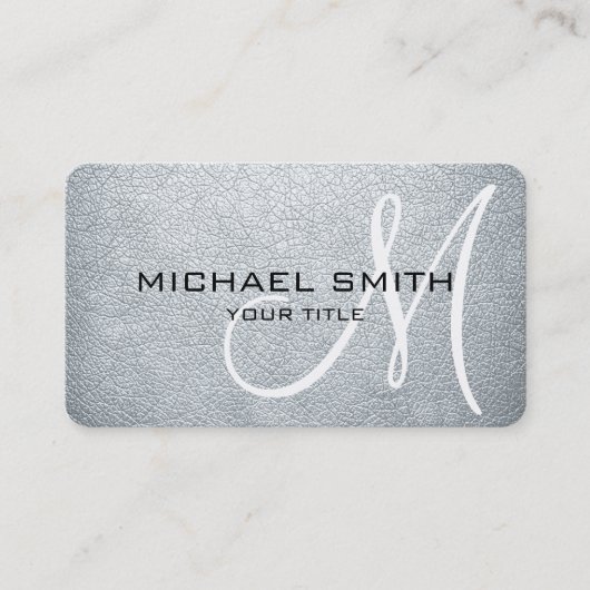 Monogram Alice Blue Leather Look Visitenkarte (Vorderseite)