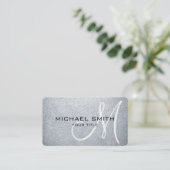 Monogram Alice Blue Leather Look Visitenkarte (Stehend Vorderseite)