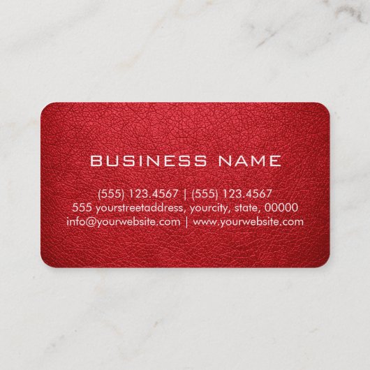 Monogram Alizarin Crimson Leather Look Visitenkarte (Rückseite)