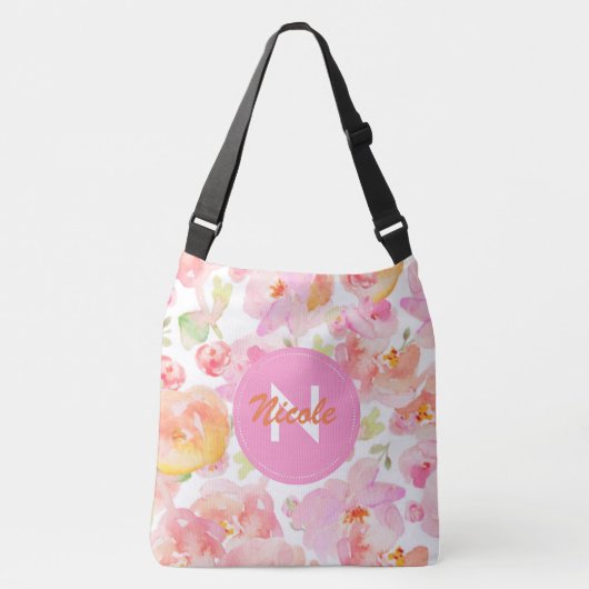 Monogram All-Over-Flower-Tote-Beutel Tragetaschen Mit Langen Trägern (Vorderseite)