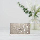 Monogram Almond Leather Look Visitenkarte (Stehend Vorderseite)