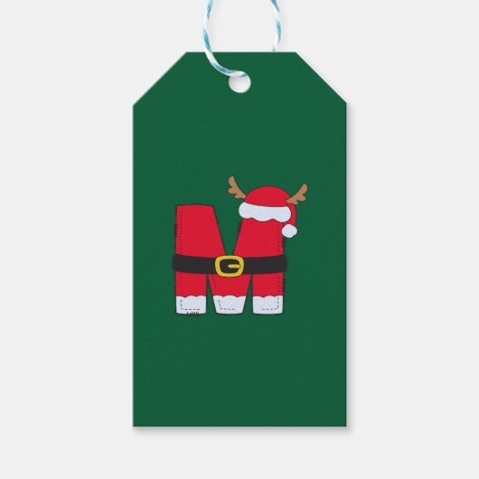 Monogram Alphabet Letter M Weihnachtsmannmütze Wei Geschenkanhänger (Vorderseite)