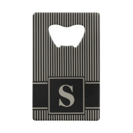 Monogram Aluminium Silver Grau/Schwarz Pinstrich Kreditkartenflaschenöffner