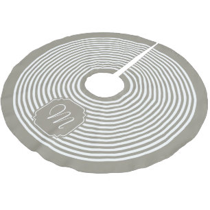 Monogram Aluminium Silver Grau und Weiß Streifen Polyester Weihnachtsbaumdecke