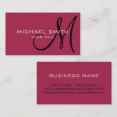 Monogram Amaranth lila Farbhintergrund Visitenkarte (Vorne/Hinten)
