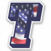 Monogram American Flag Letter T Initial USA Text Aufkleber (Vorderseite)