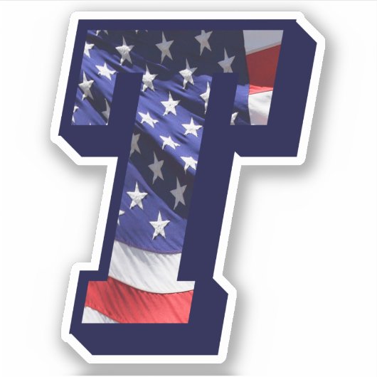 Monogram American Flag Letter T Initial USA Text Aufkleber (Vorderseite)