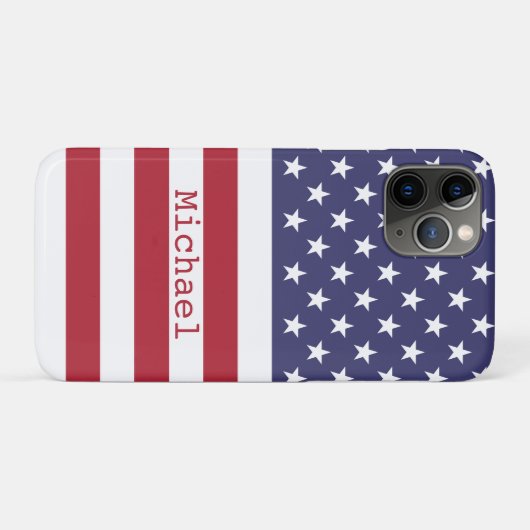 Monogram American USA Flag 4. Juli Personalize Case-Mate iPhone Hülle (Rückseite (Horizontal))