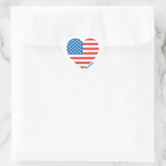 Monogram American USA Flag 4. Juli Personalize Herz-Aufkleber (Tasche)