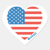 Monogram American USA Flag 4. Juli Personalize Herz-Aufkleber (Vorderseite)