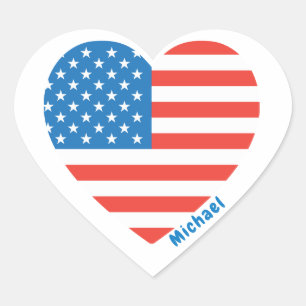 Monogram American USA Flag 4. Juli Personalize Herz-Aufkleber