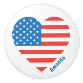 Monogram American USA Flag 4. Juli Personalize Keramikknauf (Vorderseite)