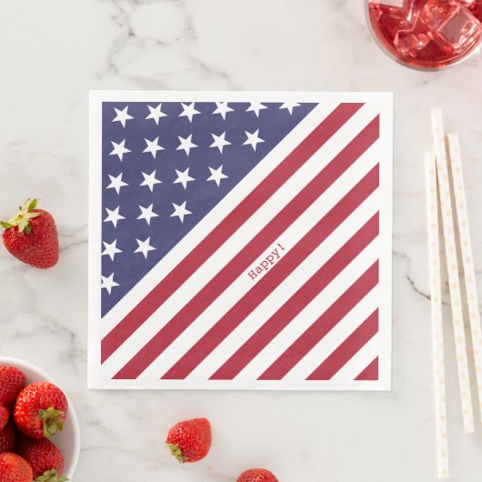 Monogram American USA Flag 4. Juli Personalize Serviette (Beispiel)