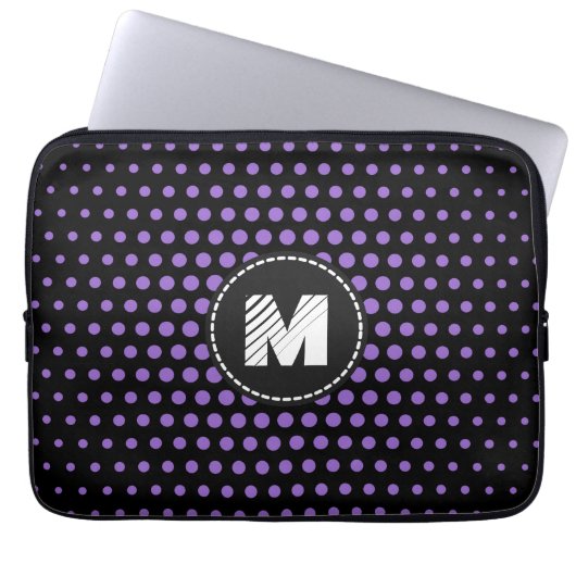 Monogram Amethyst Techno Dots Modern Laptopschutzhülle (Vorderseite)