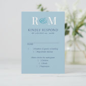 Monogram Ampersand Dusty Navy Aquamarin Blue Weddi RSVP Karte (Stehend Vorderseite)