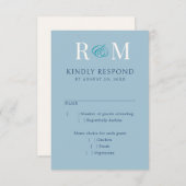 Monogram Ampersand Dusty Navy Aquamarin Blue Weddi RSVP Karte (Vorne/Hinten)