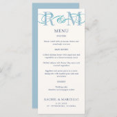 Monogram Ampersand Dusty Navy Blue Wedding Menu Menükarte (Vorne/Hinten)