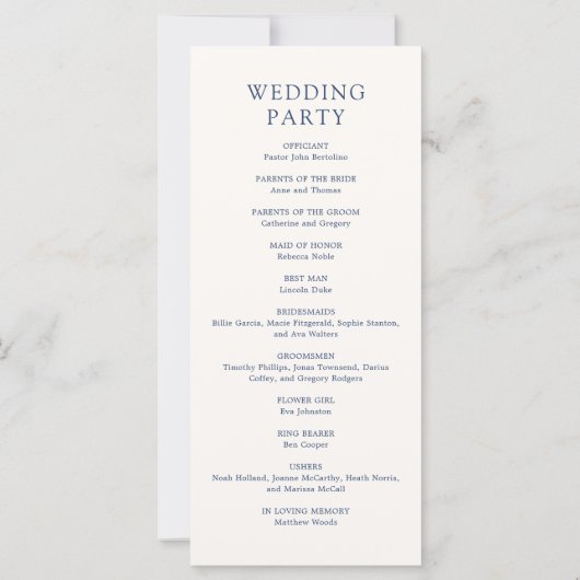 Monogram Ampersand Dusty Navy Blue Wedding Program (Rückseite)