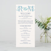 Monogram Ampersand Dusty Navy Blue Wedding Program (Stehend Vorderseite)