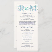 Monogram Ampersand Dusty Navy Blue Wedding Program (Vorne/Hinten)