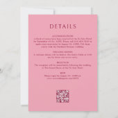 Monogram Ampersand Rosa QR Code Hochzeit Einladung (Rückseite)