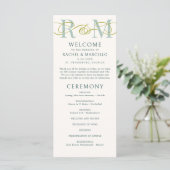 Monogram Ampersand Sage Green Wedding Program (Stehend Vorderseite)