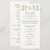 Monogram Ampersand Sage Green Wedding Program (Vorne/Hinten)