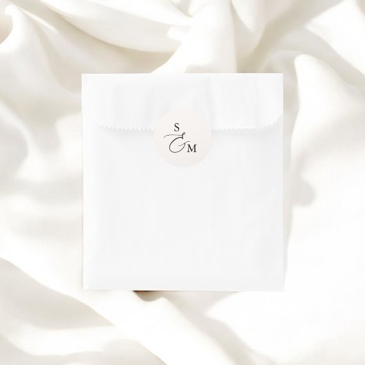 Monogram Ampersand Script Wedding Runder Aufkleber