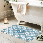 Monogram an der blauen und der weißen Seashell-Küs Badematte