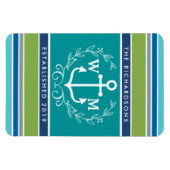Monogram Anchor Laurel Wreath Stripes Nautic Magnet (Horizontal)