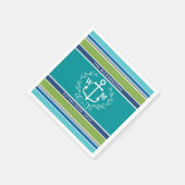Monogram Anchor Laurel Wreath Stripes Nautic Serviette (Ecke)