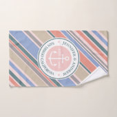 Monogram Anchor Nautical Wedding Blush Pink Stripe Handtuch (Handtuch)
