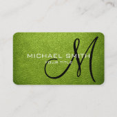 Monogram Android Green Leather Look Visitenkarte (Vorderseite)
