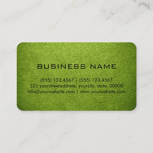 Monogram Android Green Leather Look Visitenkarte (Rückseite)