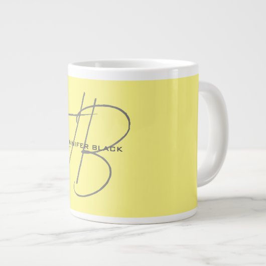 Monogram Anfangsbuchstaben Hellgelbe Moderne Jumbo-Tasse (Vorderseite Rechts)