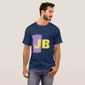 Monogram Anfangsbuchstaben Navy Blue Indigo Yellow T-Shirt (Vorne ganz)