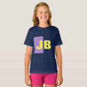 Monogram Anfangsbuchstaben Navy Blue Indigo Yellow T-Shirt (Vorne ganz)