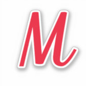 Monogram Anfangsname Bold Bright Red Stylish Niedl Aufkleber (Vorderseite)