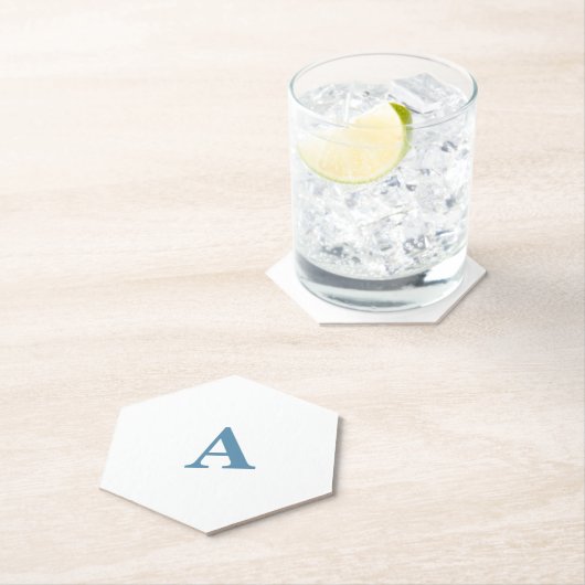 Monogram Anfangsname Dusty Blue White Einfach Nied Untersetzer (Vor Ort)