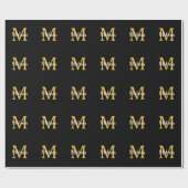 Monogram Anfangsname Gold White Black Custom Geschenkpapier (Flach)