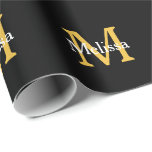 Monogram Anfangsname Gold White Black Custom Geschenkpapier<br><div class="desc">Entworfen mit Text-Vorlagen für mit Monogramm Initial & Name,  die Sie anpassen können! Sie können auch die Farben nach Ihren Wünschen ändern. Ideal für Geburtstage,  Hochzeiten,  Brautpartys,  Abschlüsse,  Babyduschen und vieles mehr!</div>