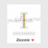 Monogram Anfangsname Gray Gold Script Custom Aufkleber (Blatt)