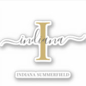 Monogram Anfangsname Gray Gold Script Custom Aufkleber (Vorderseite)