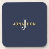 Monogram Anfangsname Masculine Gold White Navy Getränkeuntersetzer (Vorderseite)