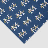 Monogram Anfangsname Navy White Gold Muster Seidenpapier (Ausschnitt)